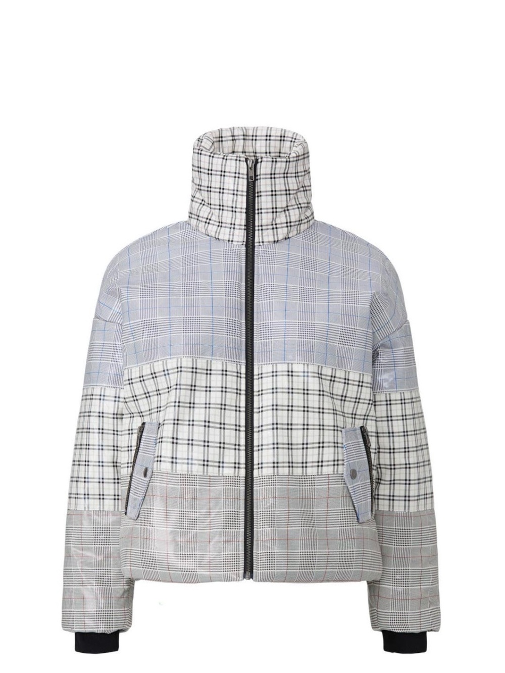 Plaid Panel Puffer Jacket - Multi Plaid